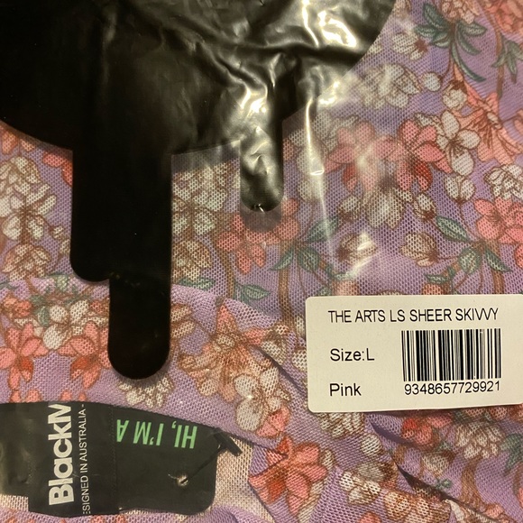 Blackmilk “MUCHA THE ARTS SHEER HIGH NECK LONG SLEEVE TOP” Size Large L NWT - Picture 13 of 16